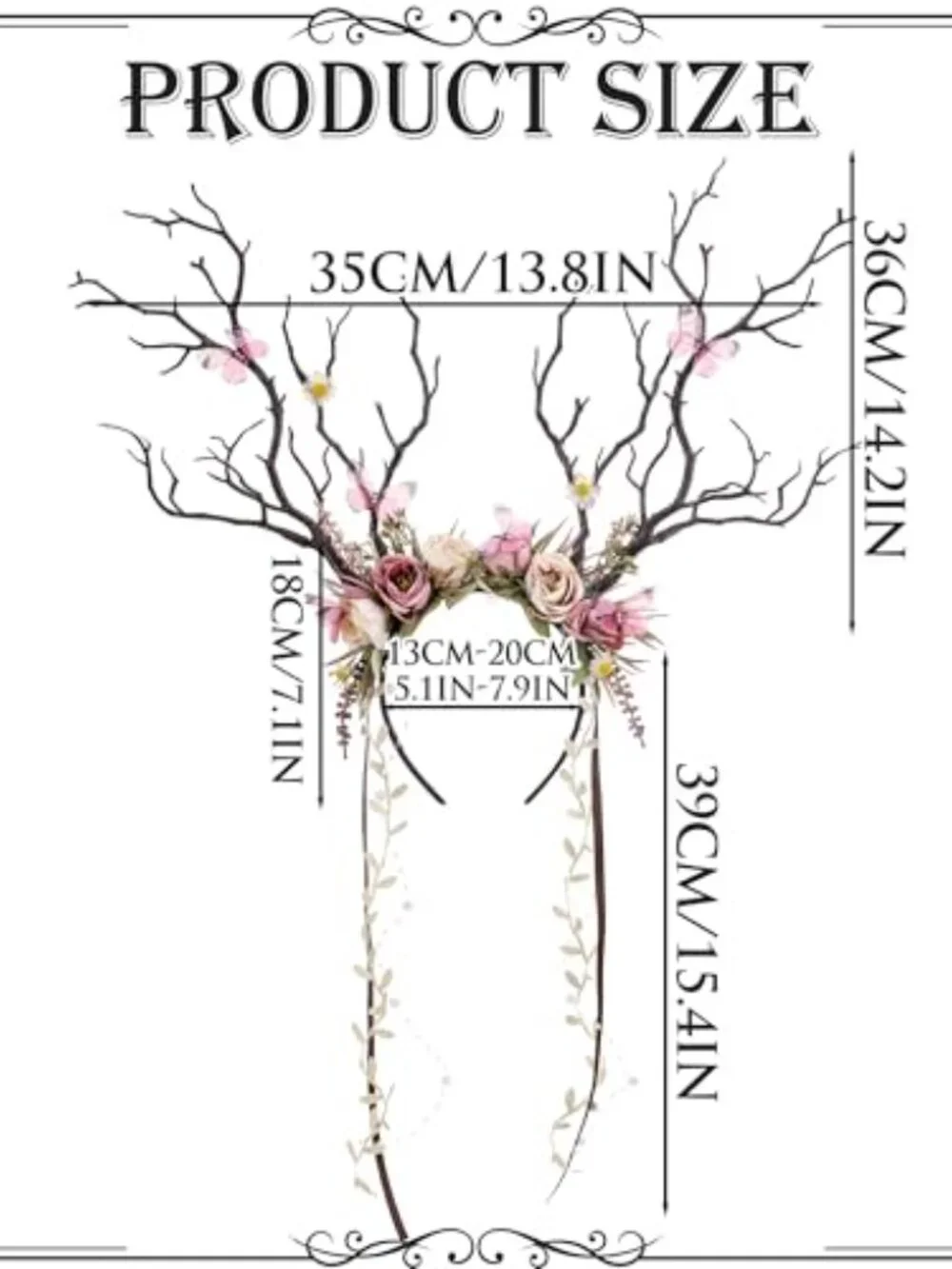 Woodland Flower Branch Headband - Floral Antler Fairy Costume Headpiece